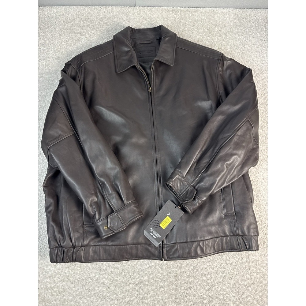 NWT Roundtree & Yorke Lambskin Leather Bomber Jacket Full Zip 3X Brown
